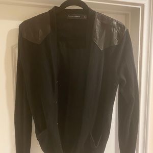Ralph Lauren Cashmere Wool Cardigan Leather Size M
